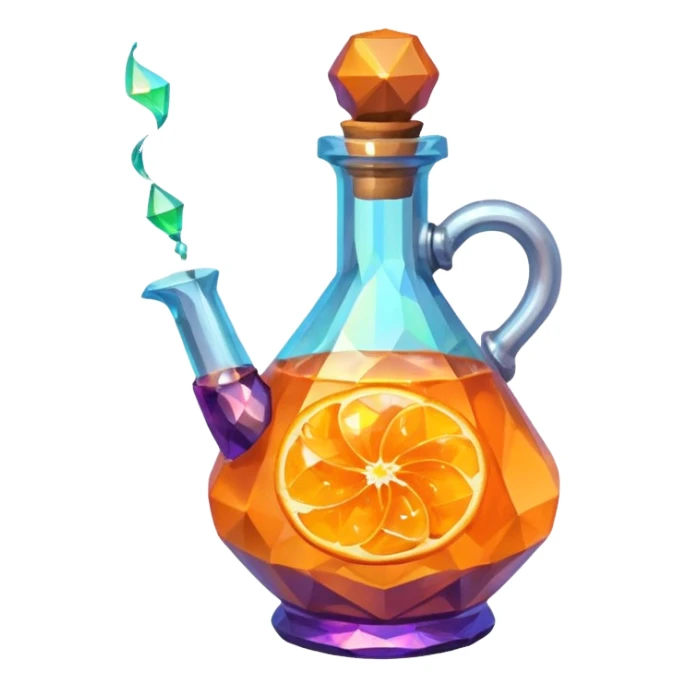 Orange Magic Fantasy Potion, Glass Low Poly sticker
