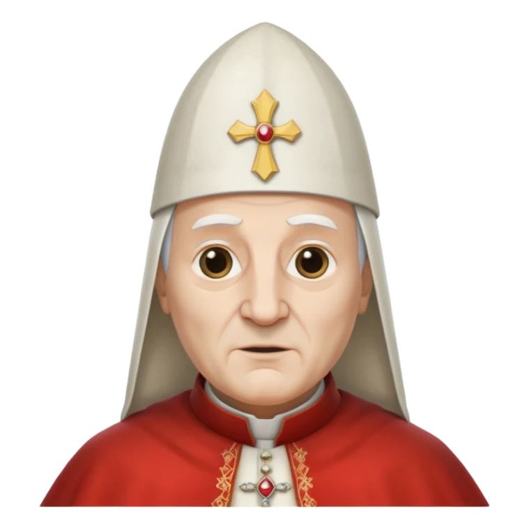ancient pope with conical hat, white, half body sticker