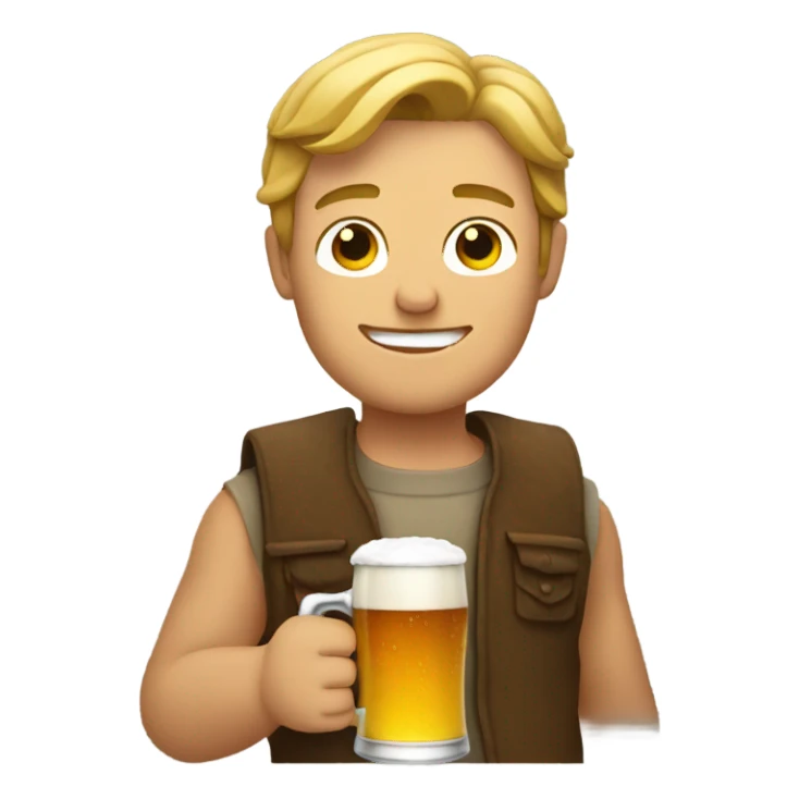 luke holding a beer sticker