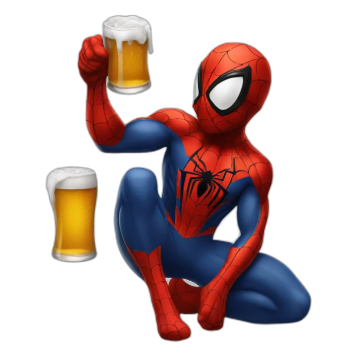 spiderman drinking beers sticker
