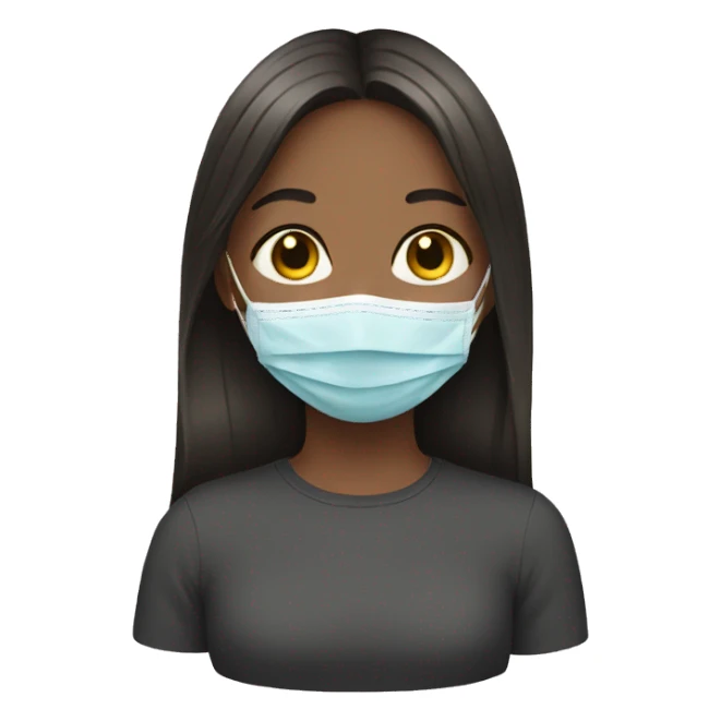 girl wearing face mask sticker