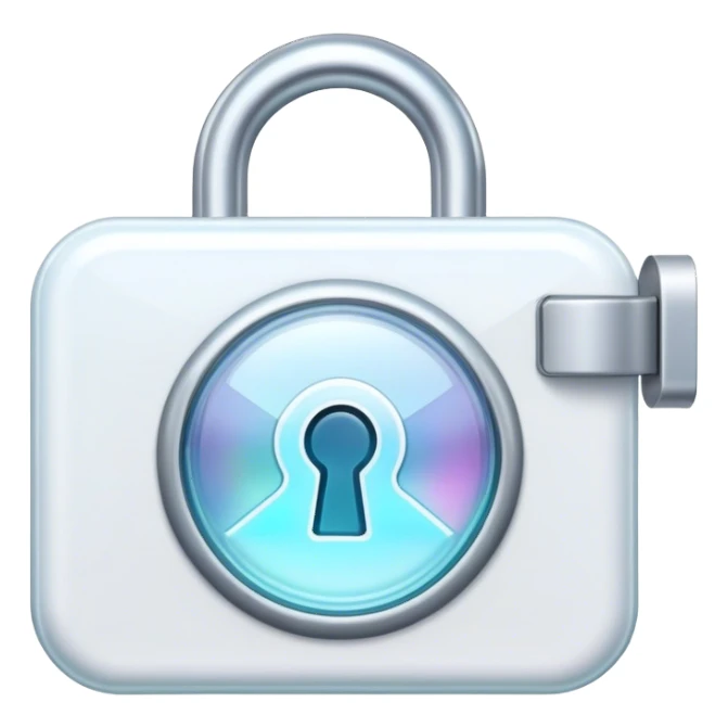 Holographic and glassmorphic white lock sticker