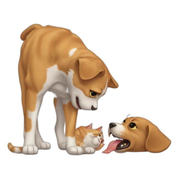 Cat eating a dog sticker