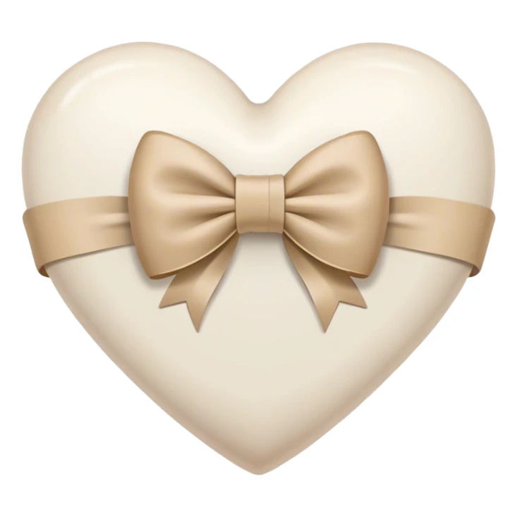 white heart with beige bow sticker