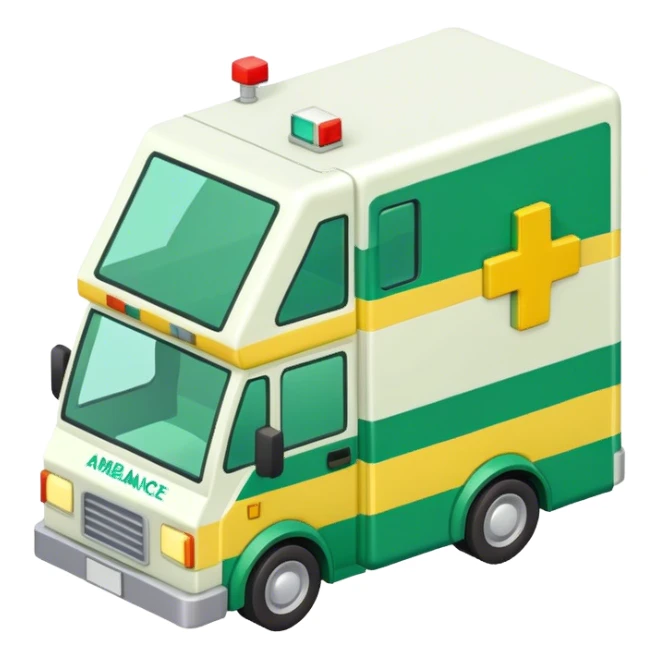 isometric yellow and green ambulance  sticker