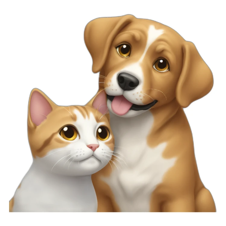 Cat petting a dog sticker