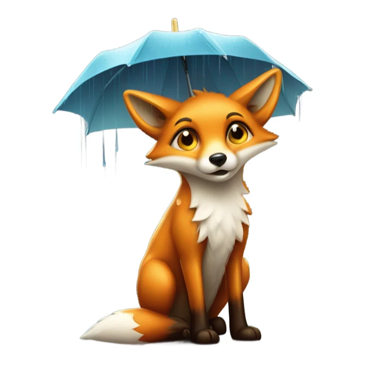 kawaii fox on rain sticker