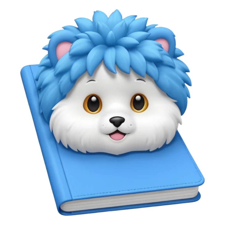 A blue notebook, fluffy and soft. 3D sticker