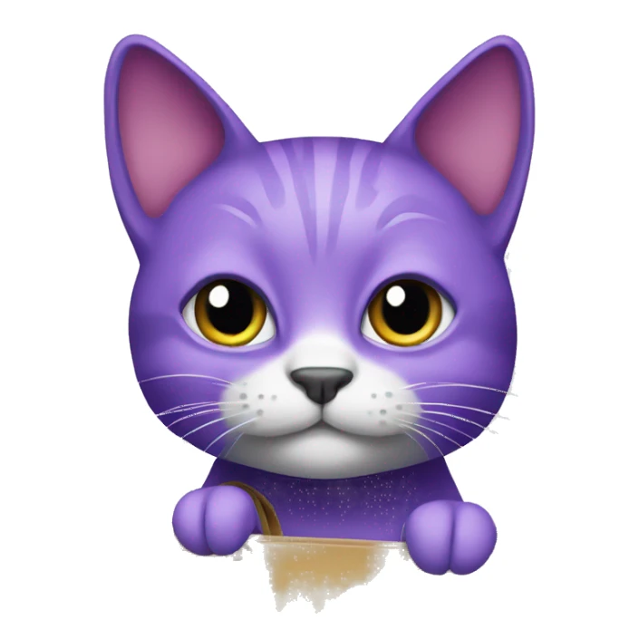 Purple cat with a bag sticker