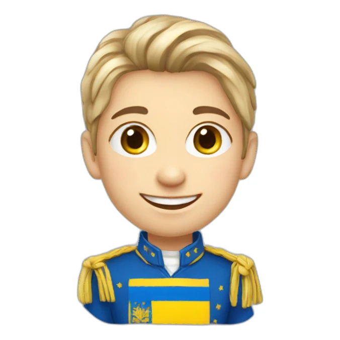 happy Ukrainian student in patriotic clothes sticker