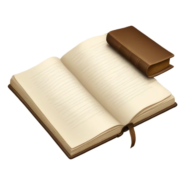 brown book with pen sticker