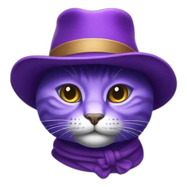 purple cat with hat sticker
