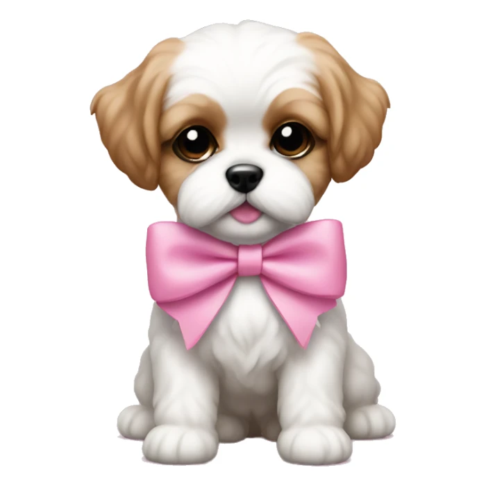 Shichon puppy pink bow sticker