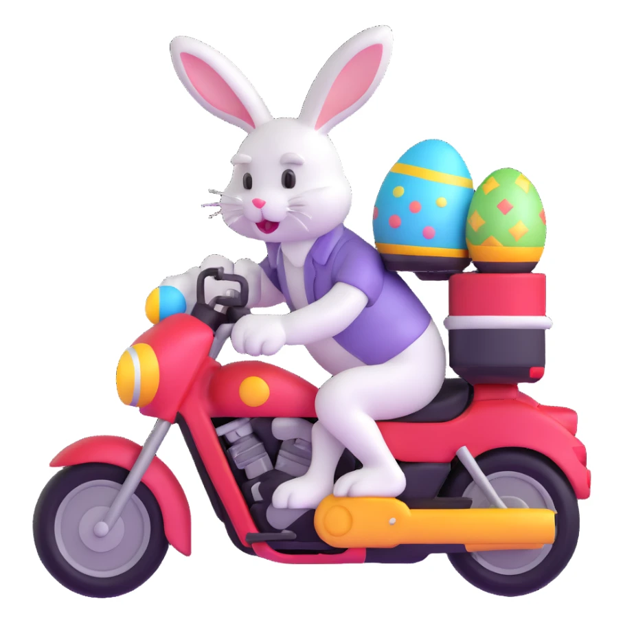 Easter bunny riding a motorcycle sticker