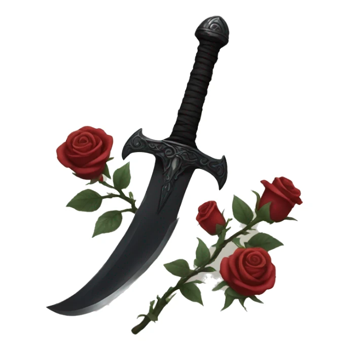 black sword with black roses sticker