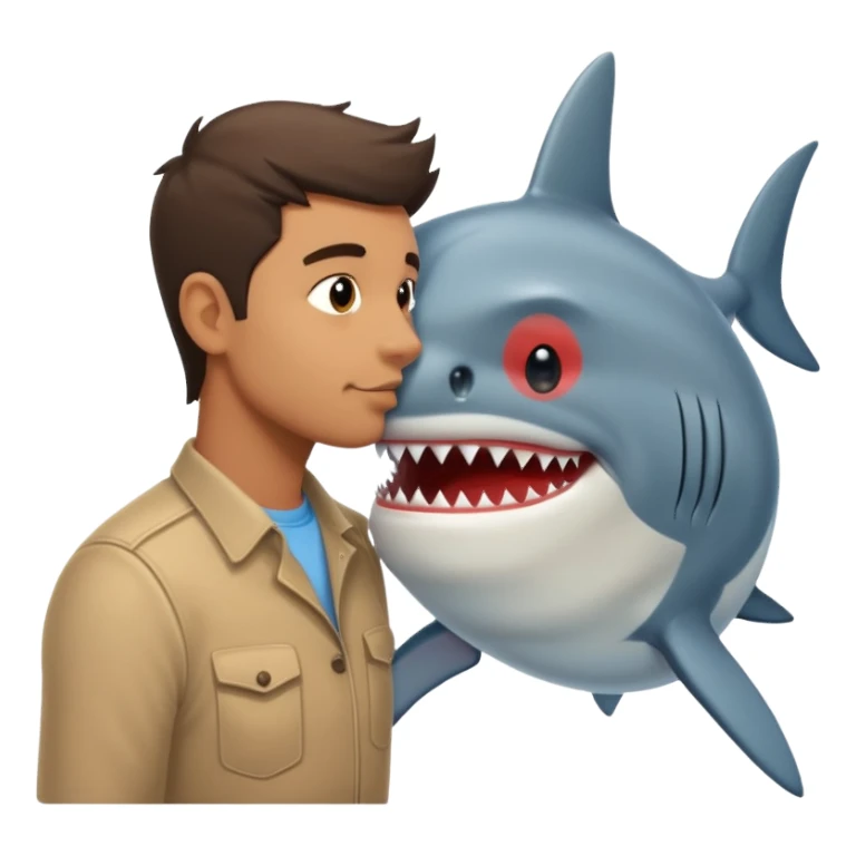 Man kissing a shark sticker