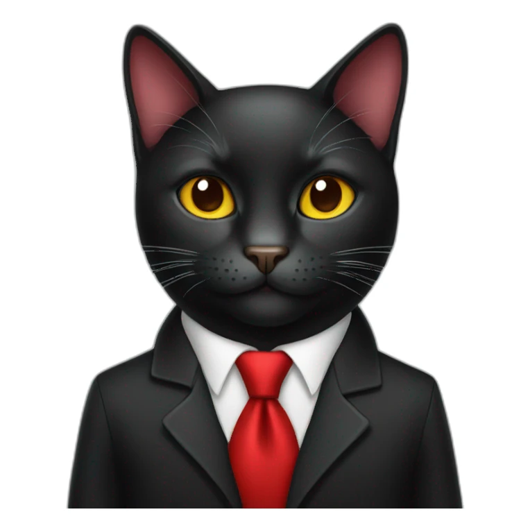 classy black cat with red tie sticker