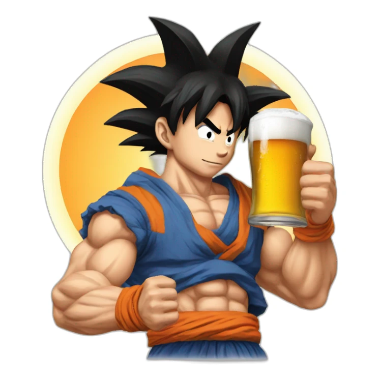 Goku drinking as beer sticker