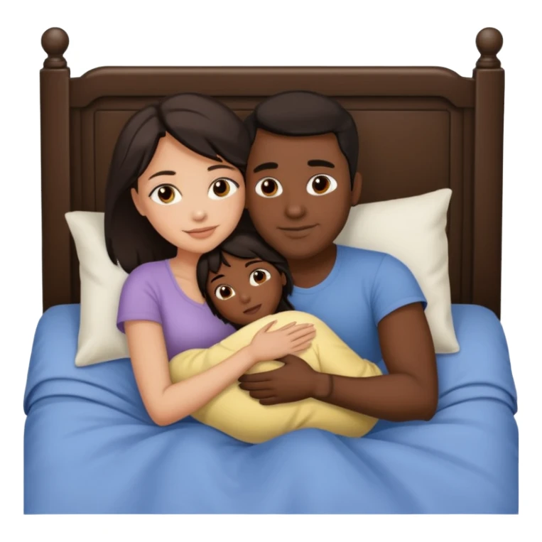 Dark brown guy cuddling brown girl in bed sticker