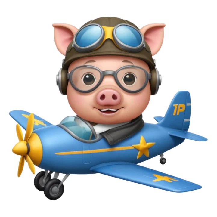 pig pilot riding plane sticker