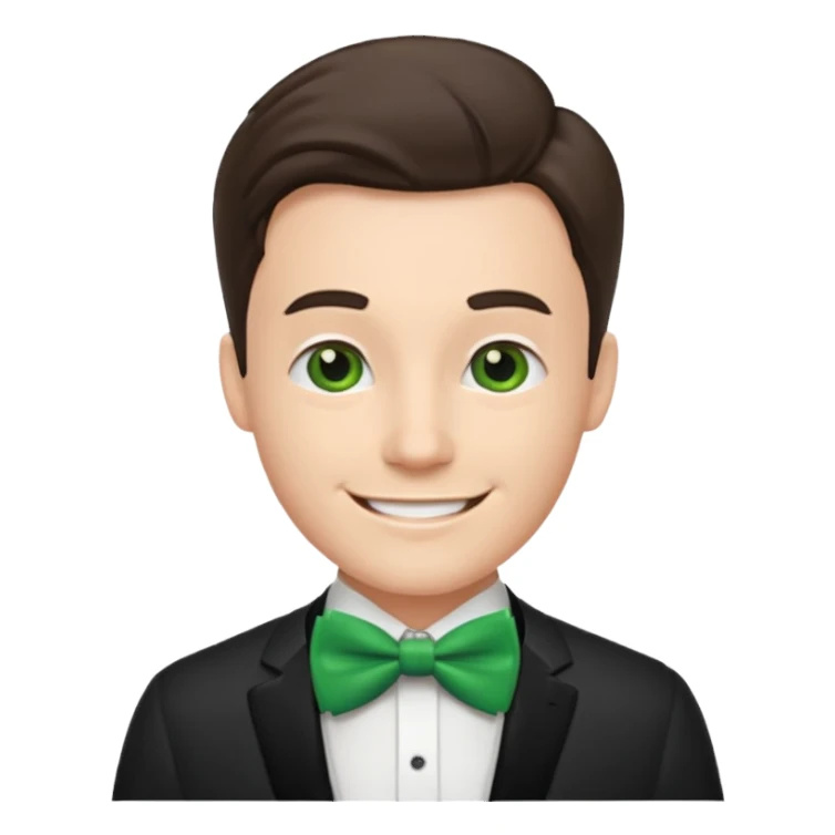 a smiling man with a green bow tie sticker