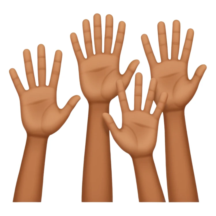 Three different hands holding up a 2, a 3, and then a 0 sticker