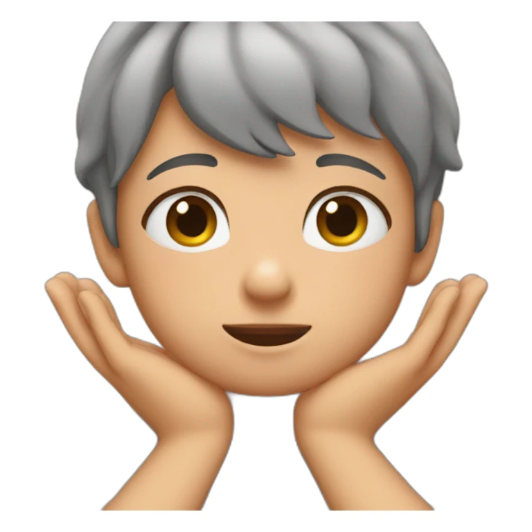  emoji with a cute face while closed hands on the cheeks sticker
