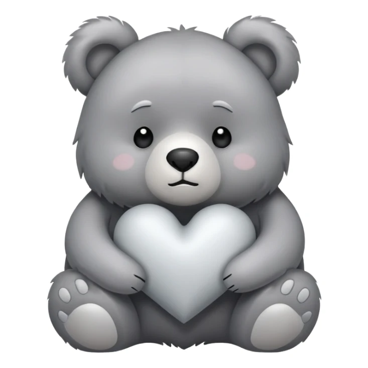 Grey heart with bear  sticker