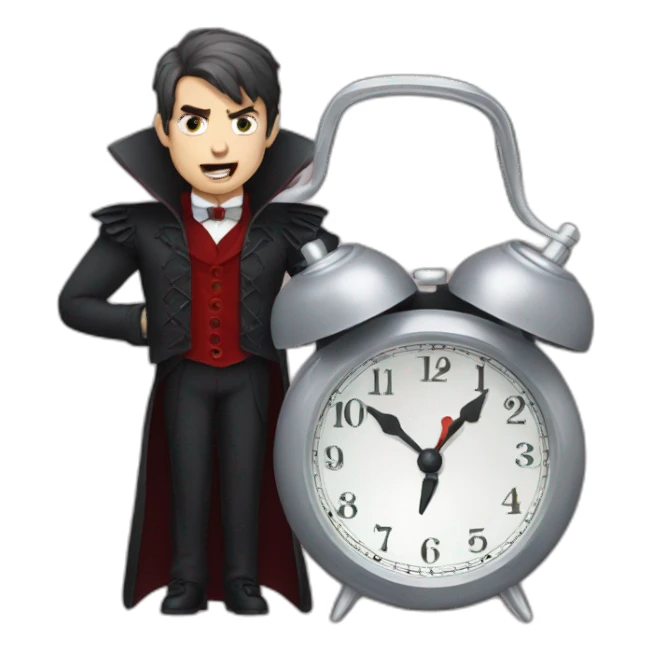 handsome vampire with alarm clock sticker