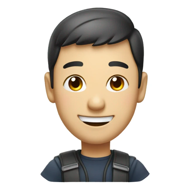 Smiling Chinese man shows thumbs up sticker