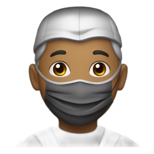 A man wearing a graduation hat and a mask sticker