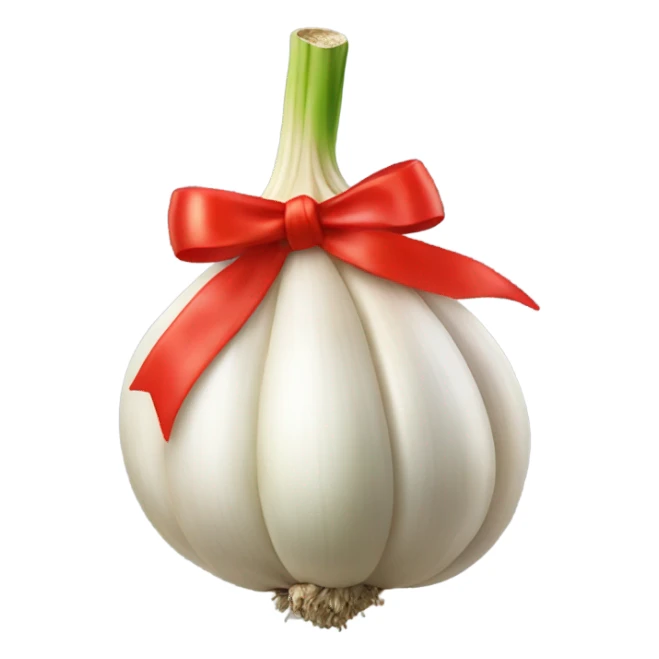 Garlic with a bow and lipstick  sticker