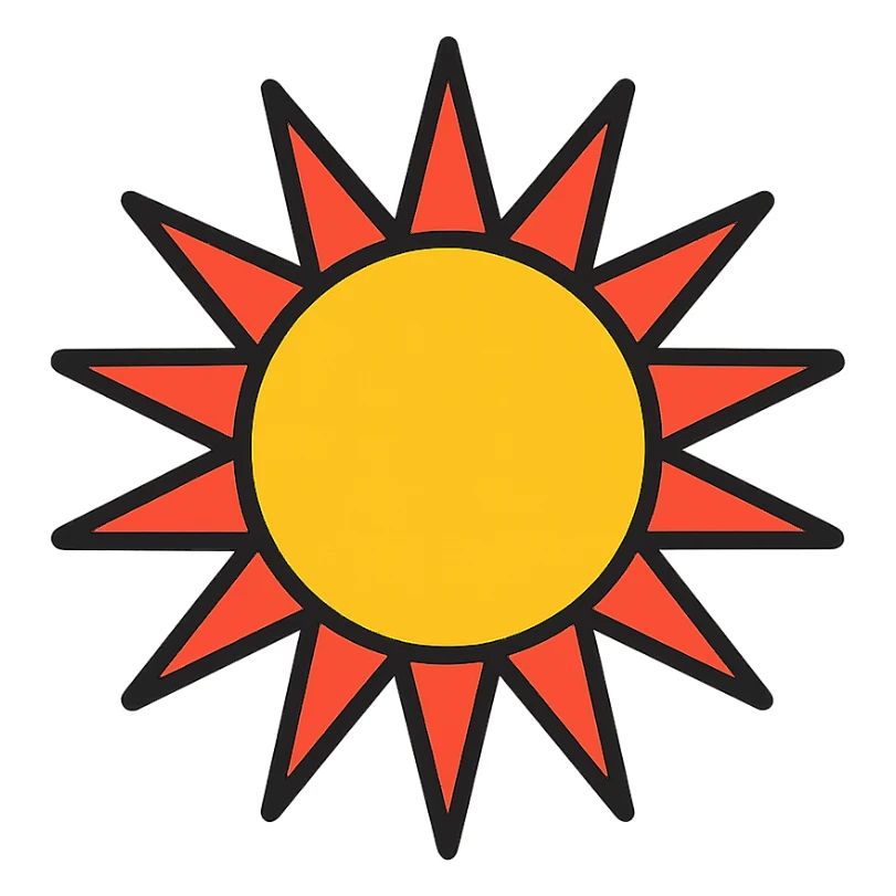 bold, graphic style Kurdish sun symbol sticker