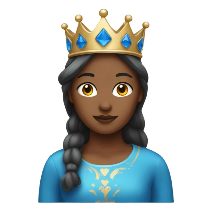 Girl wearing a blue crown sticker