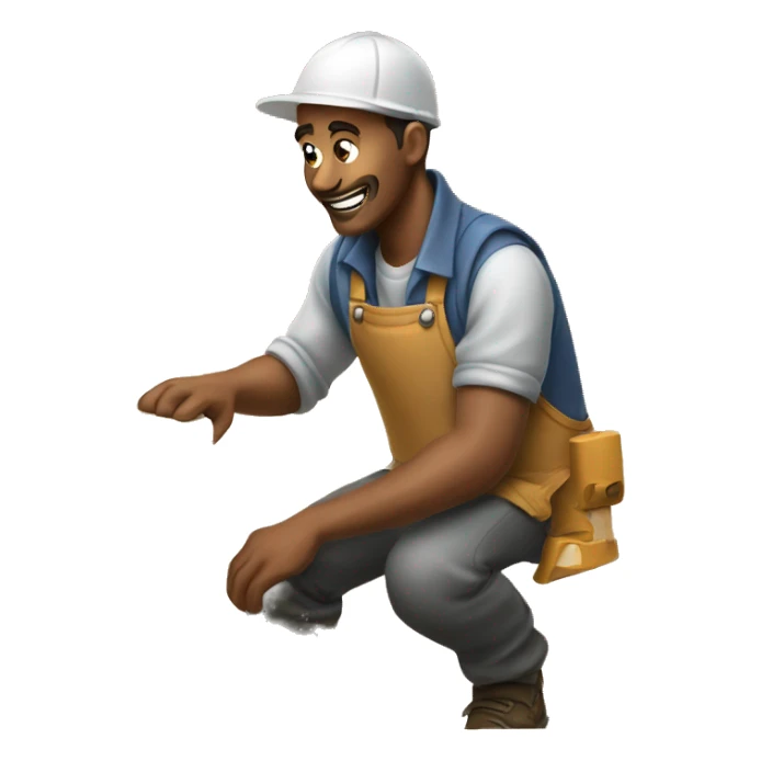 man sanding wood sticker