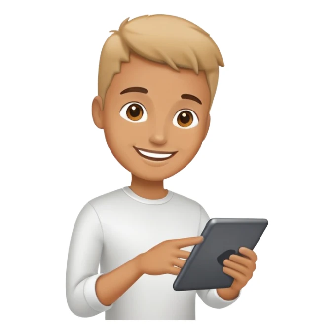 Person using communication board or tablet for assistance sticker