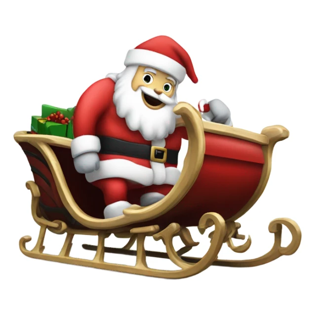 Santa’s sleigh being pulled by Harley’s sticker