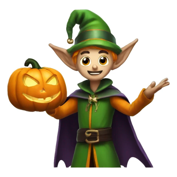 pumkin elf male casting a spell sticker
