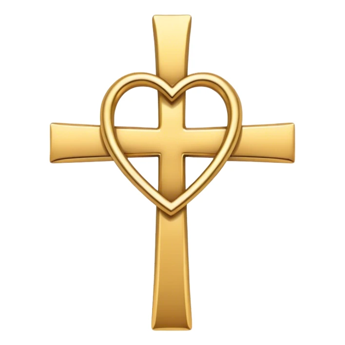 Two hearts around a simple gold cross  sticker