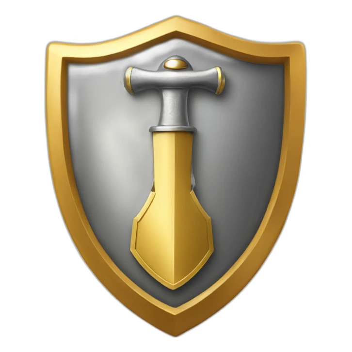 Golden shield with silver trowel pointing up sticker