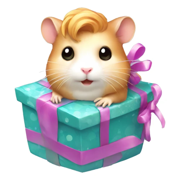 hamster mermaid with a gift sticker
