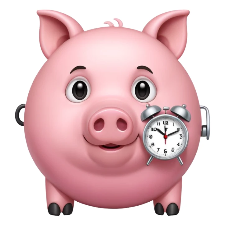 Pig waking up to alarm clock sticker