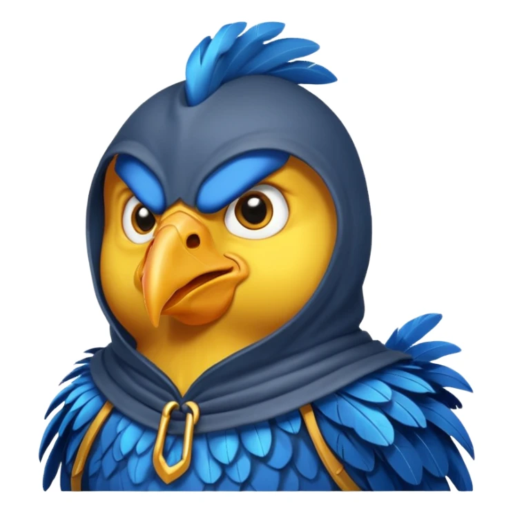 chicken warrior with hood, blue sticker