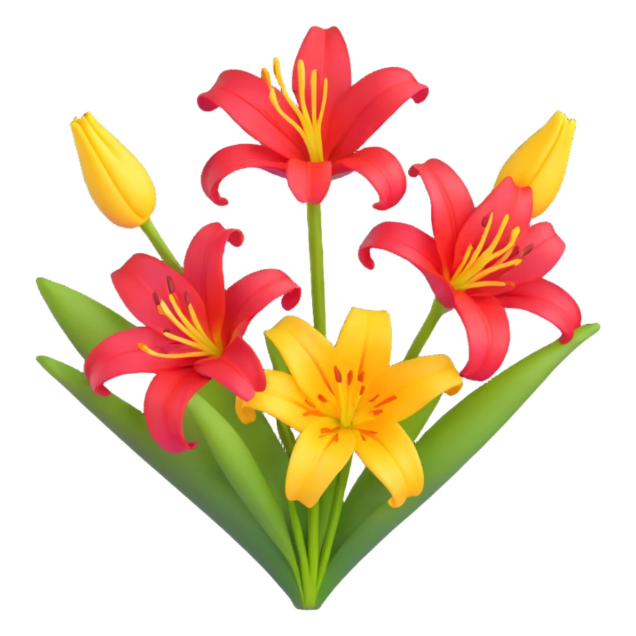 red and yellow lily flower, with a soft shadow sticker