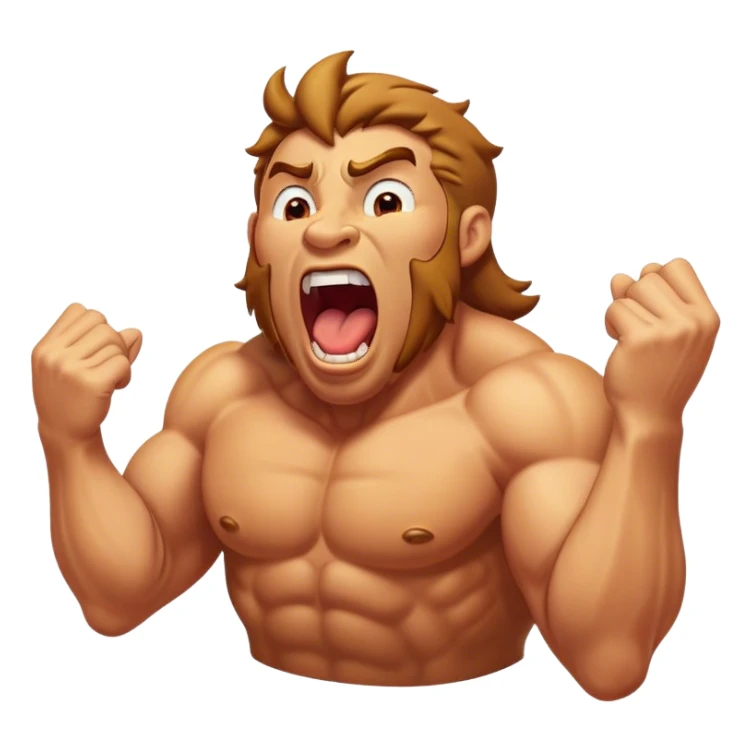 Cinematic Realistic Hercules Portrait, head tilted slightly with a dramatic, wide-open yawn, revealing a moment of relaxed strength. The lifelike textures of his powerful form and subtle, sunlit highlights emphasize his heroic presence even in a state of casual repose. sticker