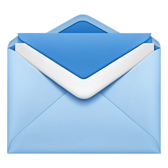 a white postcard in a blue mailing envelope sticker