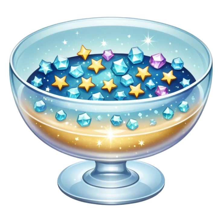 magical dish with floating crystals and tiny stars sticker