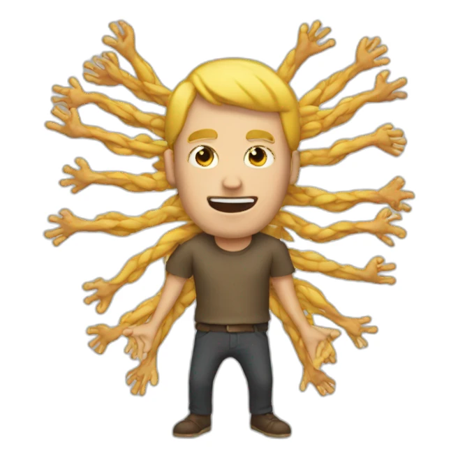 man has thousand arms sticker