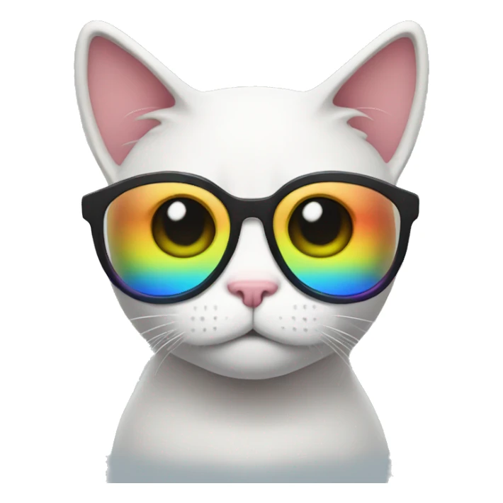 rainbow cat sad with glasses sticker