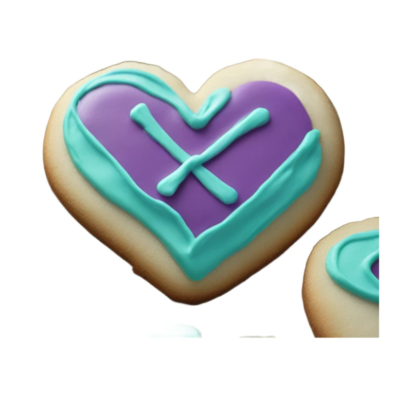 Cookie heart with teal purple support ribbon sticker